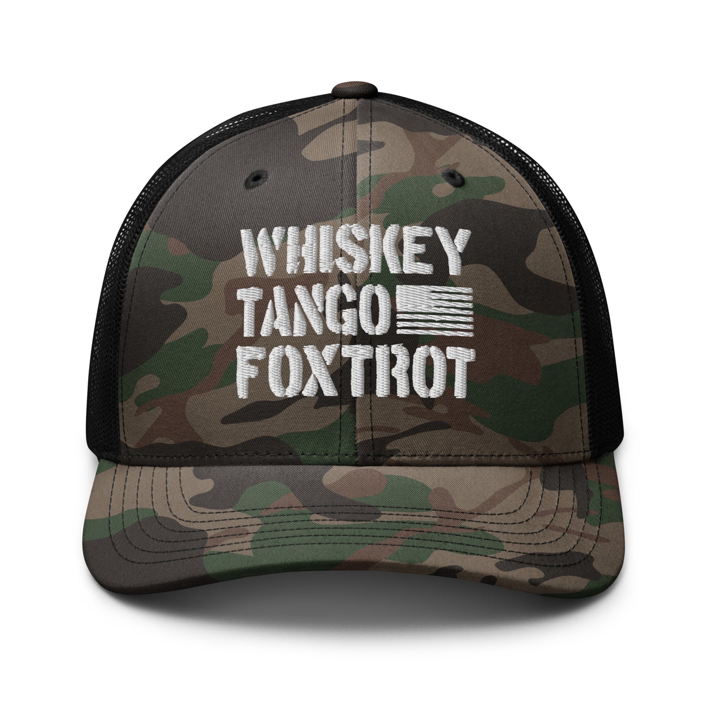 Whiskey Tango Foxtrot Camouflage trucker hat