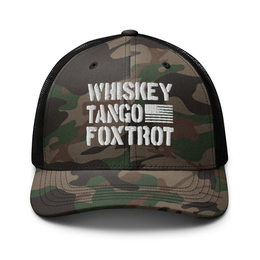Whiskey Tango Foxtrot Camouflage trucker hat
