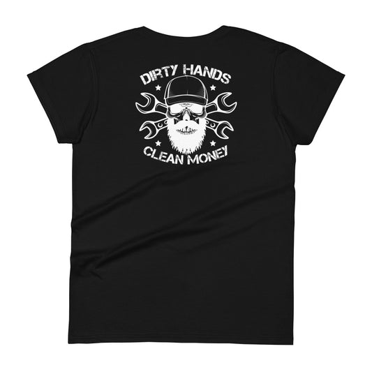 Dirty Hands Clean Money Skull Cap Women's T-shirt