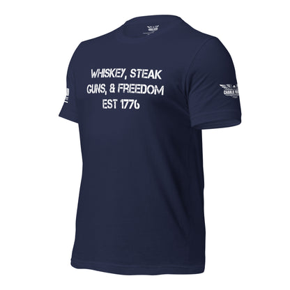 Whiskey, Steak, Guns, & Freedom Unisex T-shirt