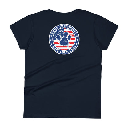 Some Therapists Have Four Legs Service Dog Paw Flag Women's T-shirt